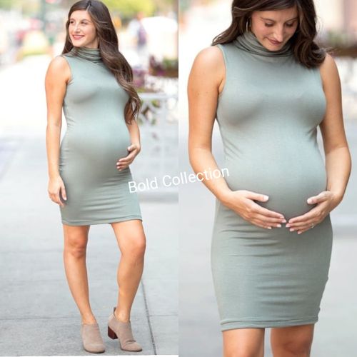 Fashion Sexiest Mock Neck Ribbed Bodycon Dress(Hips 36-44inches