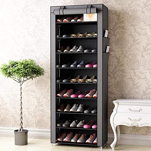 9 Tiers SingleShoe Rack with Dustproof Cover Closet Shoe Storage Cabinet Organizer 9 Layers Shoe Rack Assemble Large Capacity Portable Generic Shoe Rack