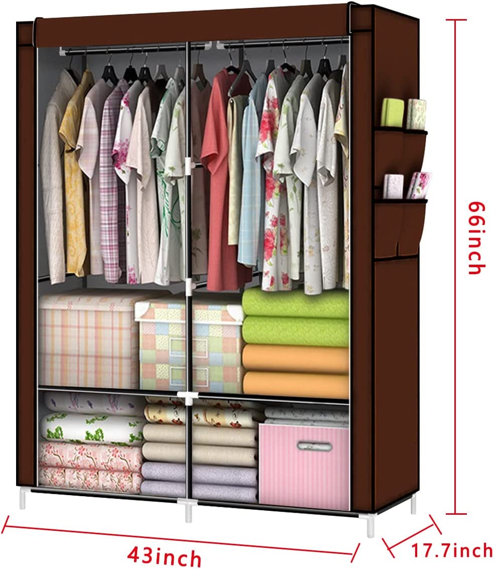 Two Column Wardrobe Large Capacity Wardrobe Assemble Closets Portable Home Storage