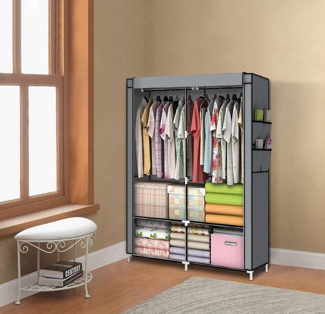 Two Column Wardrobe Large Capacity Wardrobe Assemble Closets Portable Home Storage