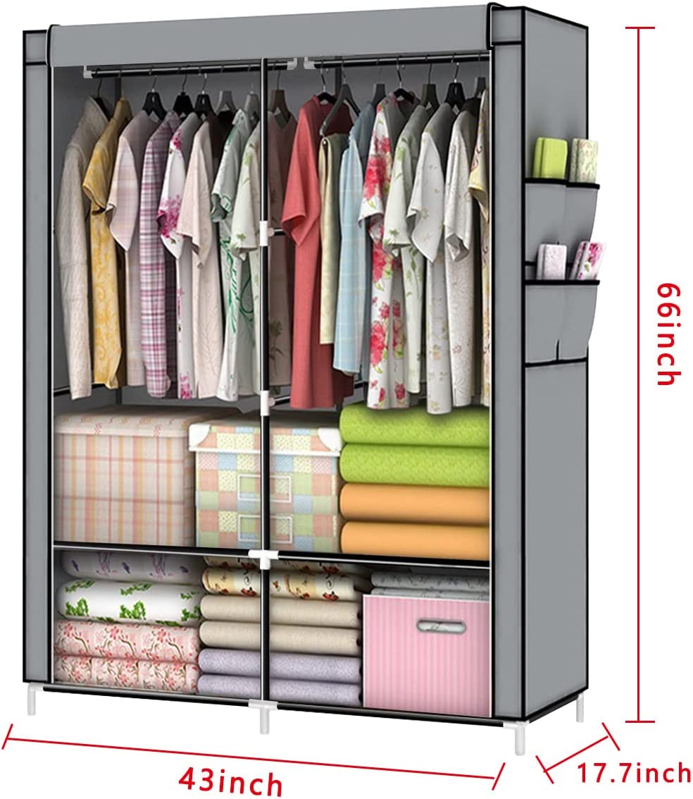 Two Column Wardrobe Large Capacity Wardrobe Assemble Closets Portable Home Storage