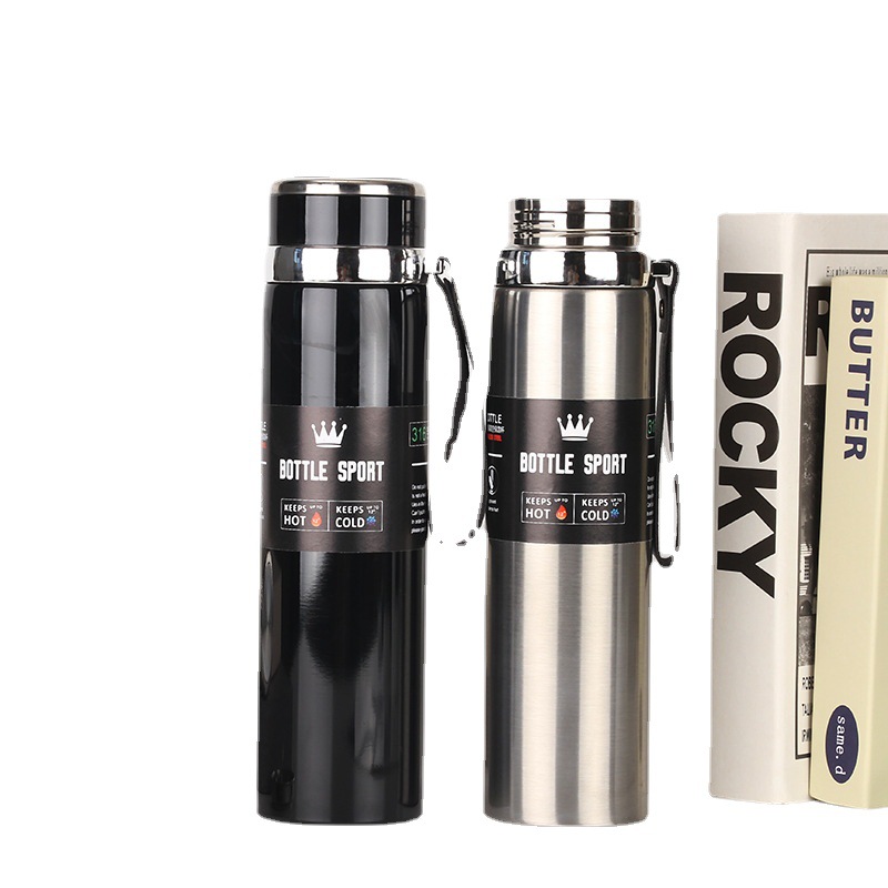 800ML Large Capacity Metallic Thermos Vacuum Flask Portable Rope Climbing Sports Travel Cup Water Bottle