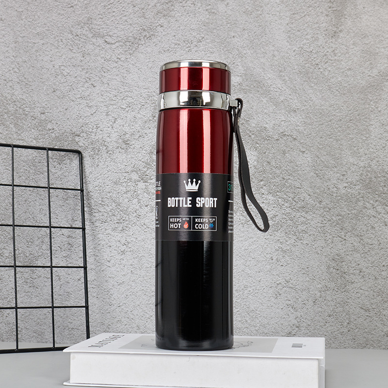 800ML Large Capacity Metallic Thermos Vacuum Flask Portable Rope Climbing Sports Travel Cup Water Bottle