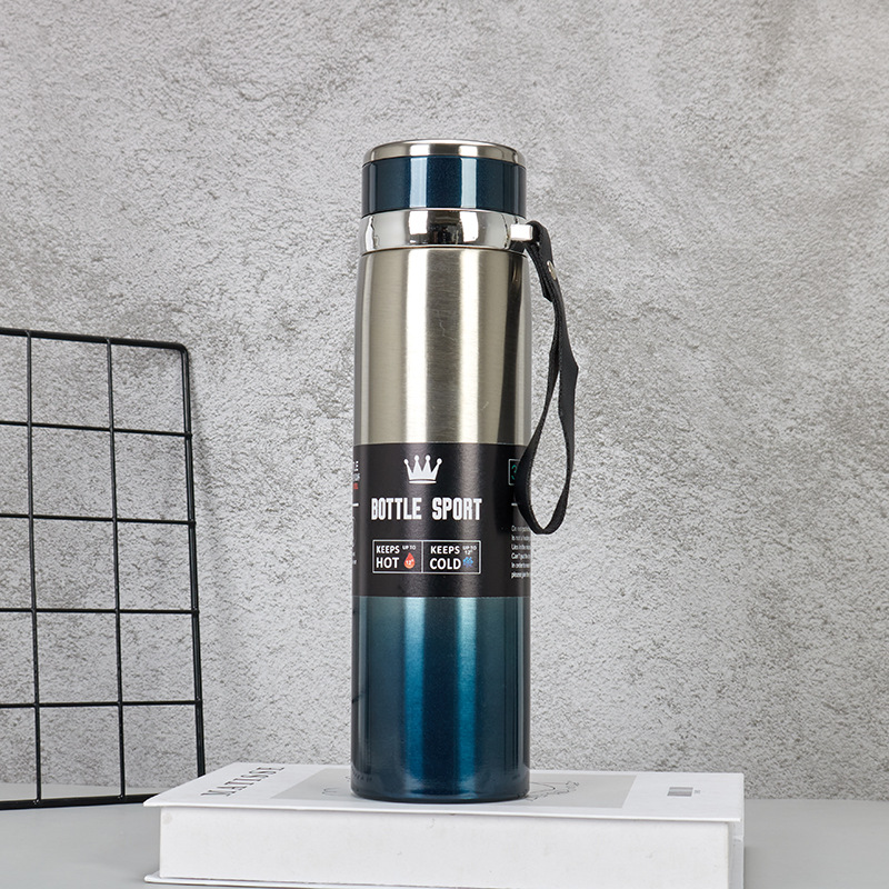 800ML Large Capacity Metallic Thermos Vacuum Flask Portable Rope Climbing Sports Travel Cup Water Bottle