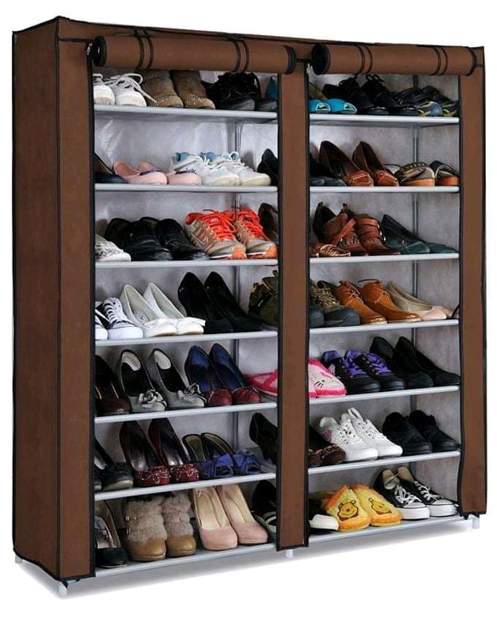 Classic 36-Layers Shoe Rack Assemble Large Capacity Portable Home Living Storage Small Furniture Brown Double column