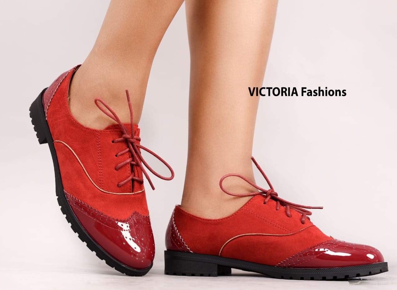 Fashion Ladies Brogues Women Flat Casual Shoes Red