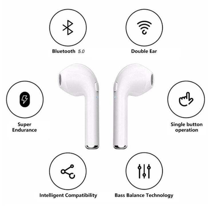 i7S TWS Bluetooth Earphones Long lasting Wireless Earbuds iPhone Samsung Android with Charging Box