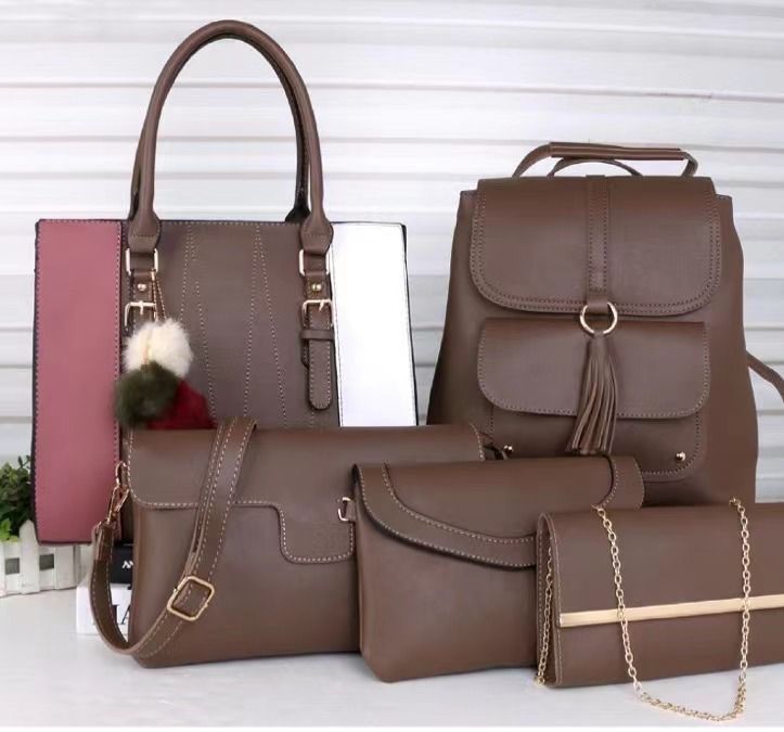 Fashion Classic trendy ladies 5 in 1 handbags PU leather bag