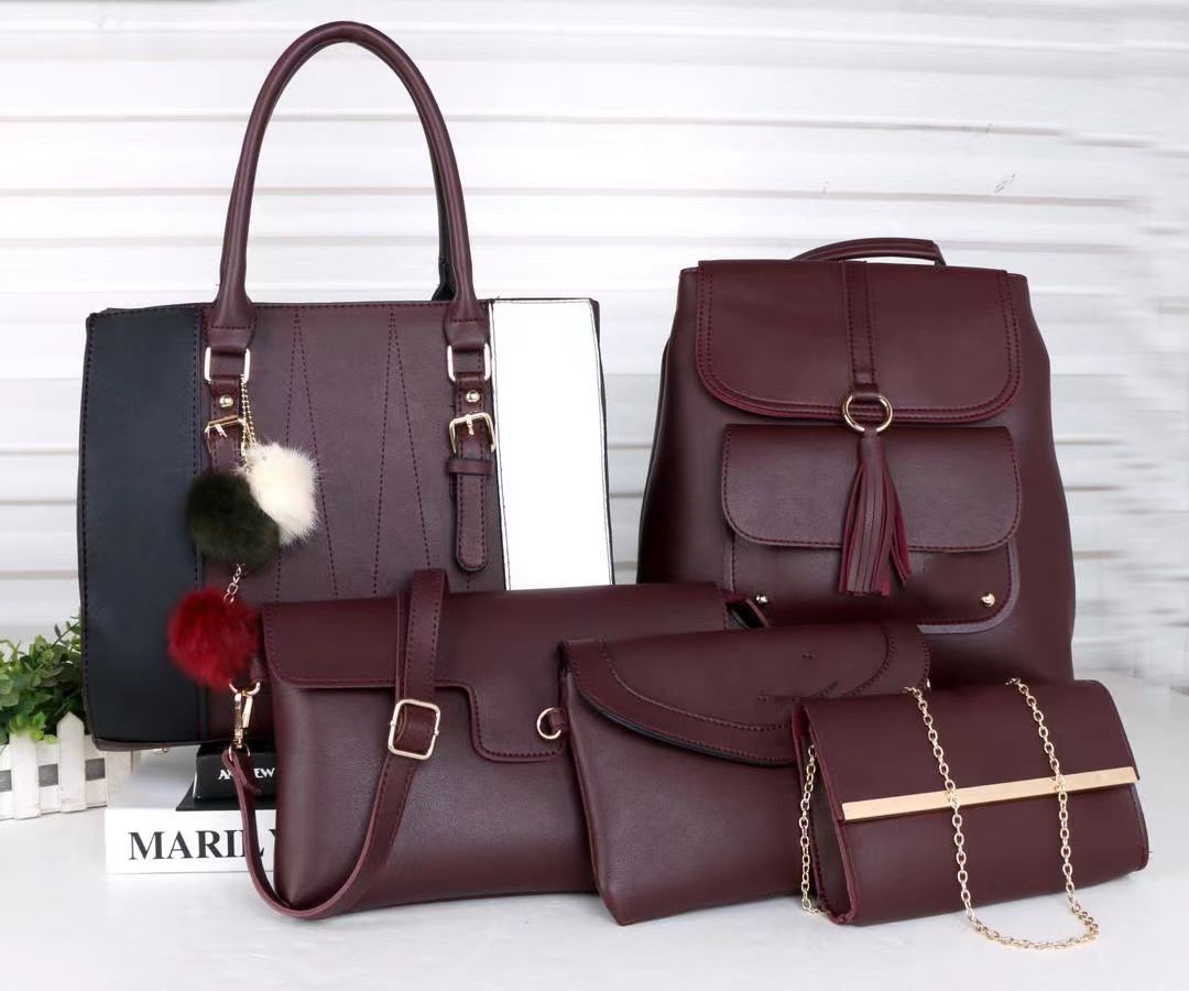 Fashion Classic trendy ladies 5 in 1 handbags PU leather bag