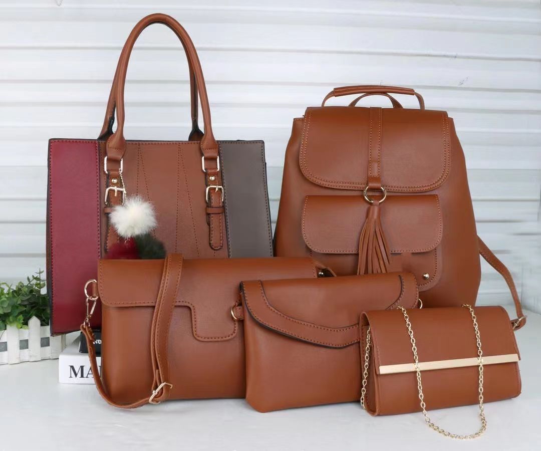 Fashion Classic trendy ladies 5 in 1 handbags PU leather bag