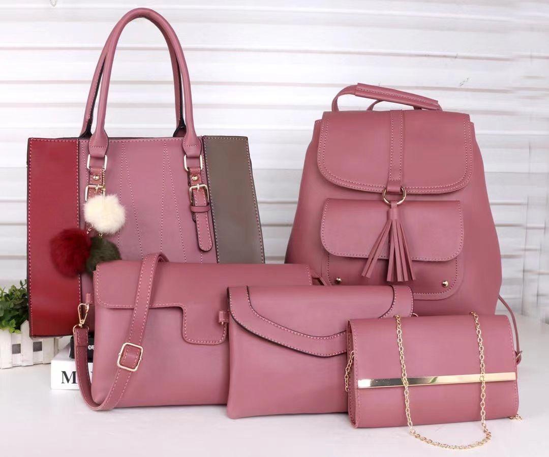 Fashion Classic trendy ladies 5 in 1 handbags PU leather bag