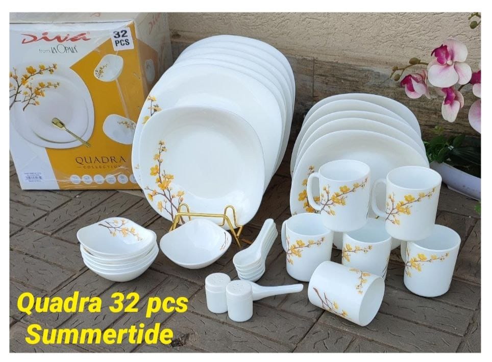 {PROMOTION} High Quality Ceramic 32pcs Diva Quadra kitchen dinner set. 6pcs dinner plates 6pcs soup plates 6pcs soup bowls 6pcs soup spoons 6pcs mugs 2pcs salt shaker and pepper 1 32Pcs