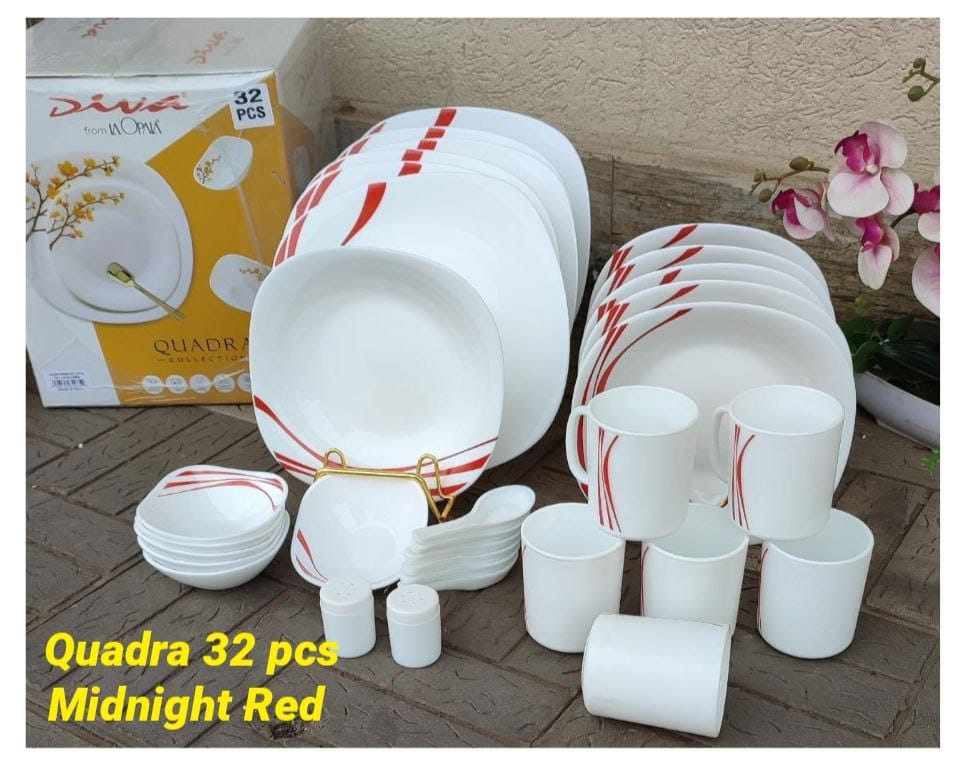 {PROMOTION} High Quality Ceramic 32pcs Diva Quadra kitchen dinner set. 6pcs dinner plates 6pcs soup plates 6pcs soup bowls 6pcs soup spoons 6pcs mugs 2pcs salt shaker and pepper 1 32Pcs
