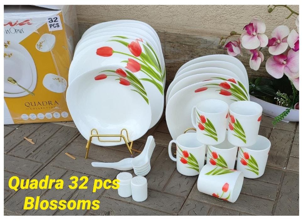 {PROMOTION} High Quality Ceramic 32pcs Diva Quadra kitchen dinner set. 6pcs dinner plates 6pcs soup plates 6pcs soup bowls 6pcs soup spoons 6pcs mugs 2pcs salt shaker and pepper 1 32Pcs