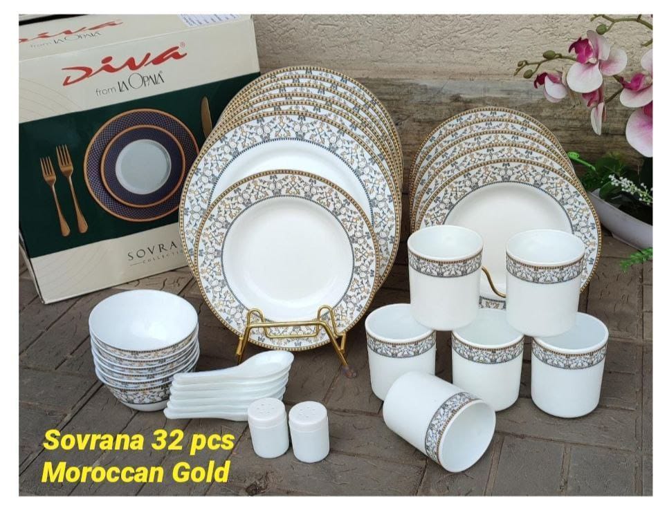 {PROMOTION} 32pcs sorvana kitchen dinner set. 6pcs dinner plates 6pcs soup plates 6pcs soup bowls 6pcs soup spoons 6pcs mugs 2pcs salt shaker and pepper 1 32Pcs