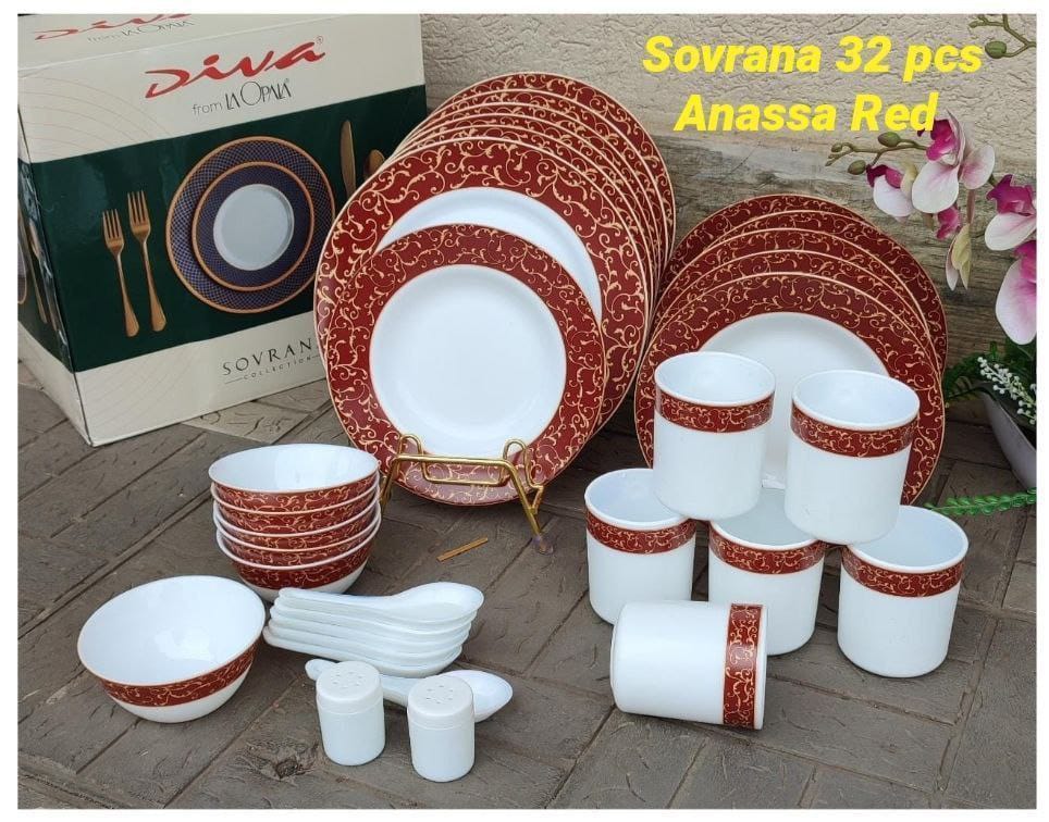 {PROMOTION} 32pcs sorvana kitchen dinner set. 6pcs dinner plates 6pcs soup plates 6pcs soup bowls 6pcs soup spoons 6pcs mugs 2pcs salt shaker and pepper 1 32Pcs