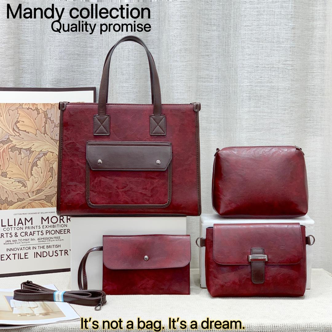 High Quality Classic Vintage Women Fashion 4 in 1 Mandy Collections Ladies PU Leather Women Set Handbags (It is not a bag it is a dream)