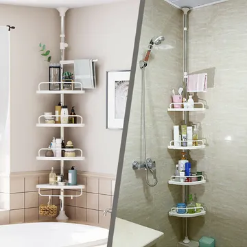 4Layers Bathroom Shower Bath Caddy Corner Storage Rack Wall Shelf Pole Rack  Bath