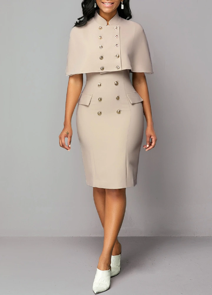 New Product Selection: European and American Cross border Autumn New Dress Solid Color Professional Elegant and Fashionable Charm Cloak 2 Piece Set Professional Dress