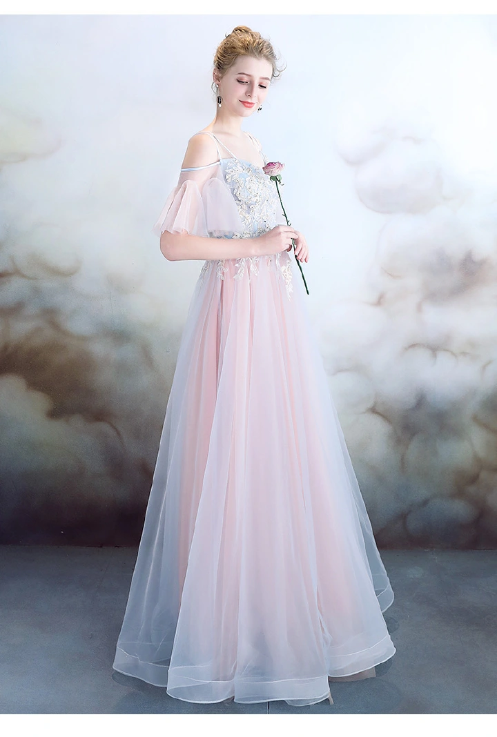 New Product Selection Pink Evening Dress 2023 New One Shoulder Banquet Elegant Temperament Elegant Japanese and Korean Style Host Sling Show Princess Dress Dress Girl