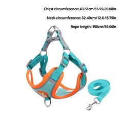 Adjustable No Pull Pet Reflective Dog Harness Lead Walking Running Leashes Cat Chest Strap Vest Leash Blue M