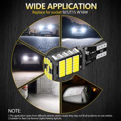 T15 4014 45SMD Motor Lights Led Brake Light Bulb Canbus Error Free Super Bright Light LED Car Brake Reserve Indicator Parking Brake Stop Turn Signal Fog Light Wit Lamp for Automoti White