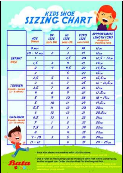 Bata kenya clearance shoe size chart