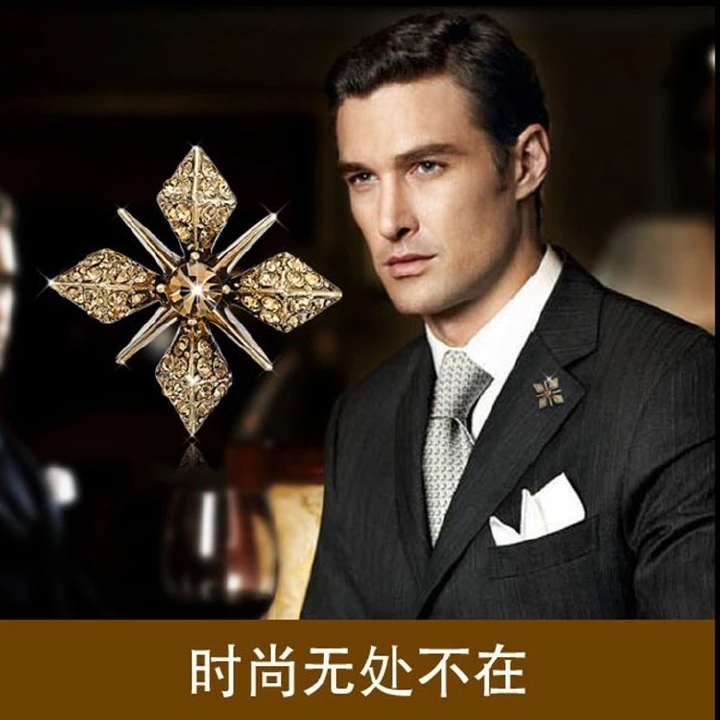Fashion men's brooch, brooch, vintage cross, collar, shirt, buckle, British collar, suit badge, pin, trendy jewelry