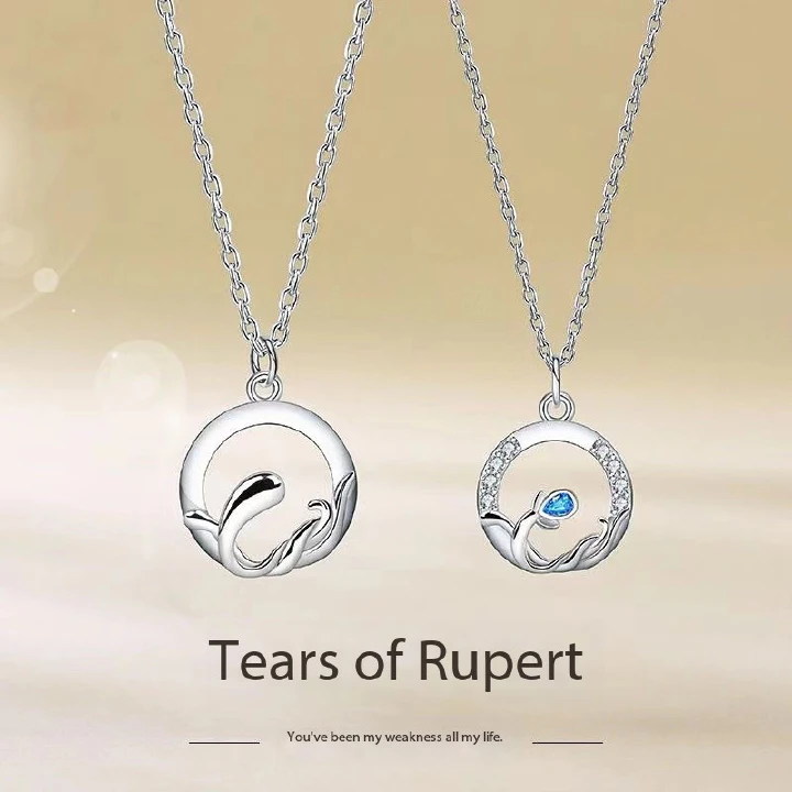 New Rupert's Tears Couple Necklace: A Pair of Fashion, Light Luxury, Small and Popular High Beauty Collar Chain Pendant Gift for Male and Female Friends Jewelry