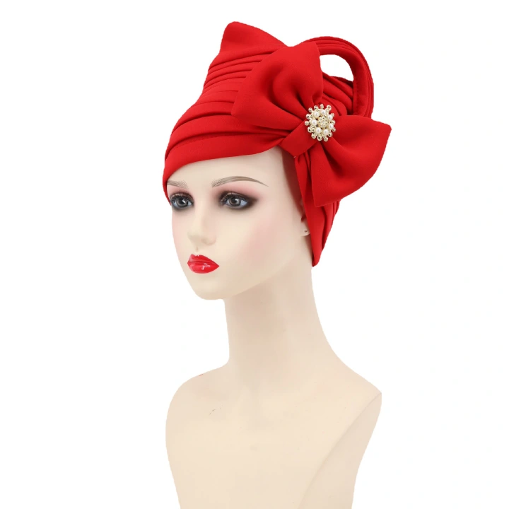 Fashion Trend New Decorative Beads Air Layer Bow Hat Adjustable Ethnic Hat Indian Hat African Hat Sun Protection and Warm Decoration