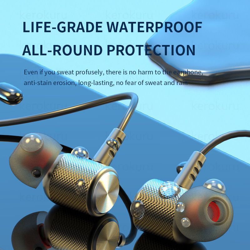 【Besundy】Wireless Bluetooth Neckband Waterproof Sports Earphone with Sweatproof in-Ear Retractable Earbuds,Noise Cancelling Earphones For Workout, Running, Driving.