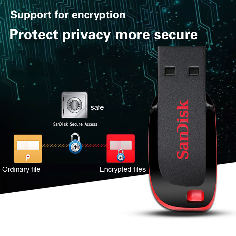 Original SanDisk Cruzer Blade USB Flash Drive USB CZ50 Pen Drive 16GB 32GB 64GB 128GB Support Official Verification