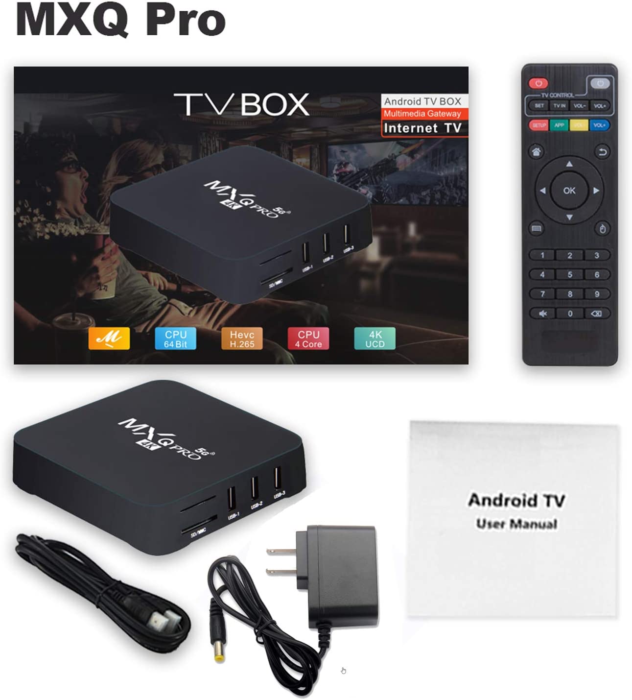 1+8G MXQpro RK3229 Android 10.1 Smart TV Box 4K Youtube Media Player TV BOX   Remote Control TV Set Top Box