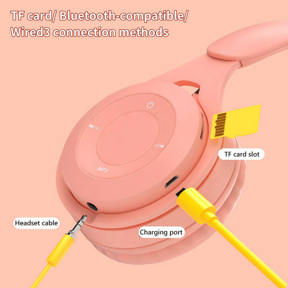 Macaron Wireless Headphones Bluetooth Foldable Headset Stereo Headband Gaming Headset with Mic Sport Earphone Headband Gaming Gift for Mobile Tablet