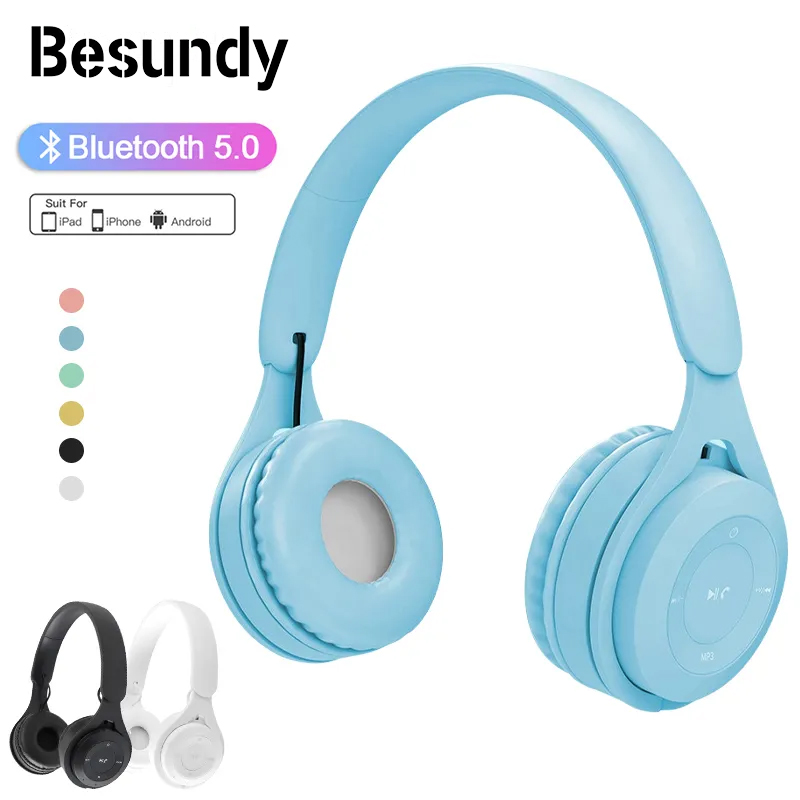 Macaron Wireless Headphones Bluetooth Foldable Headset Stereo Headband Gaming Headset with Mic Sport Earphone Headband Gaming Gift for Mobile Tablet