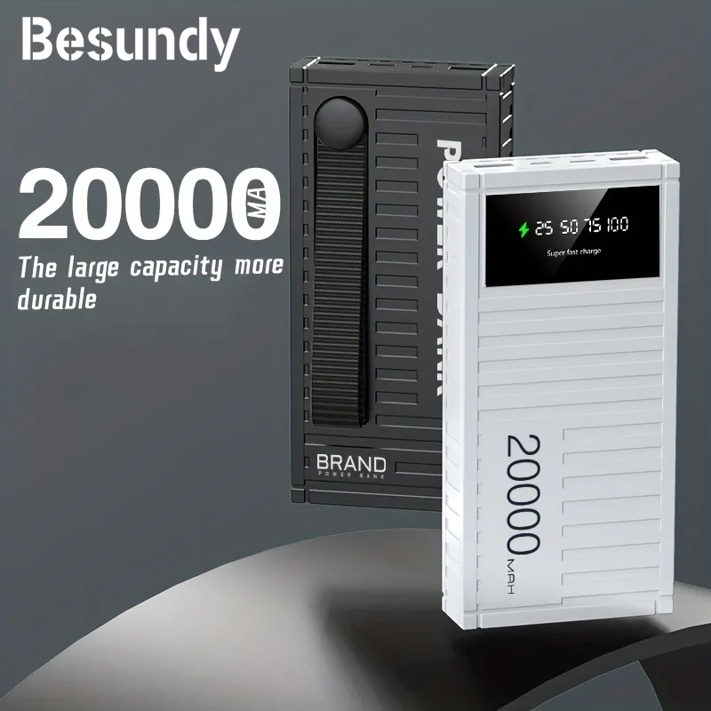 【Besundy】20000mAh Punk Style Container LED Power Bank Real Mark Capacity Portable Stylish Battery Charger Dual USB Powerbank Compatible with iPhone Xiaomi Tecno Samsung Infinix Phone Tablet