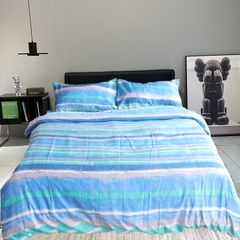4pcs Bedding Sets Comforter Set Bedding Duvet(1pc Duvet&1pcs Bed sheet&2pcs Pillow covers） blue green stripe 5*6