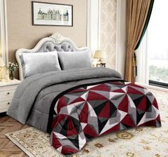 Luxurious Woolen Heavy Soft  Comfortable Duvets only (1pc) Does not come with a Bedsheet nor  Cases Gray red triangle 5*6