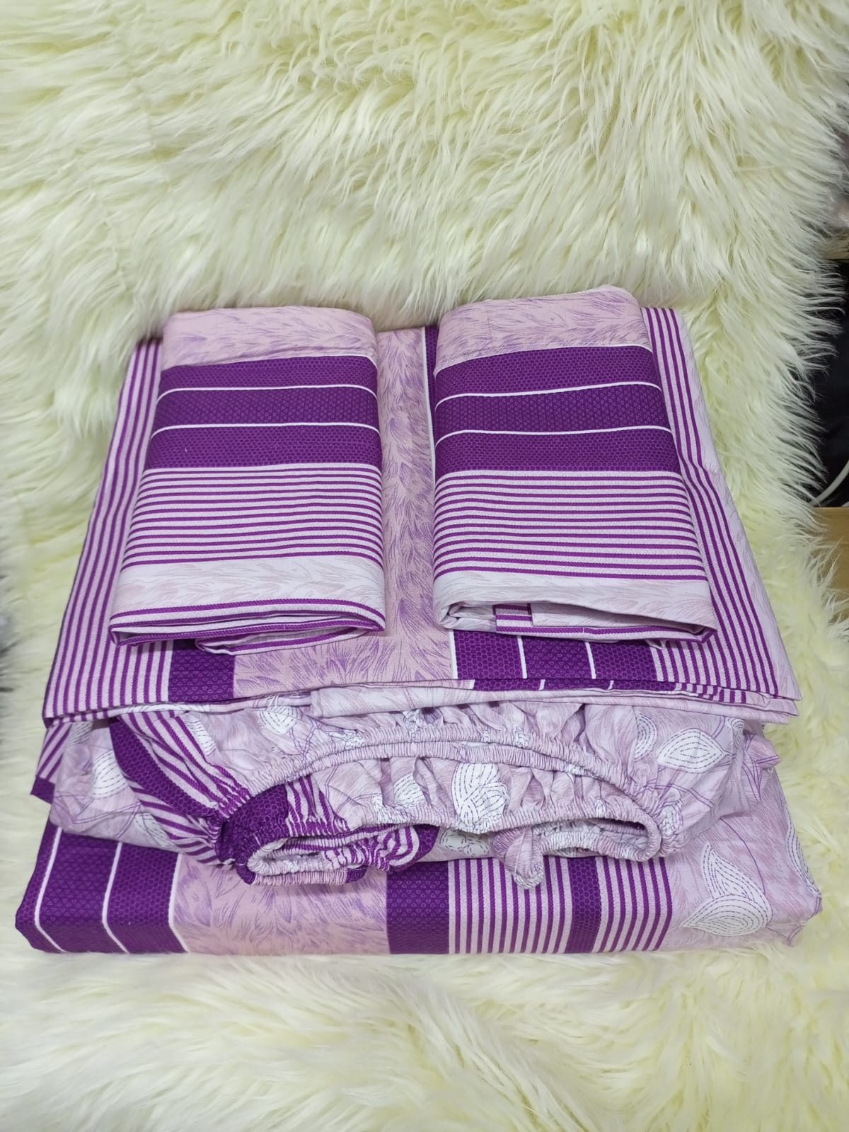 5Pcs  100% Cotton Bedding Set Mattress Cover, Bedsheet Set and Pillow Cases Set ( 1pc Matress Cover, 2pcs Bedsheets and 2pcs Pillow Covers) Bedding Set