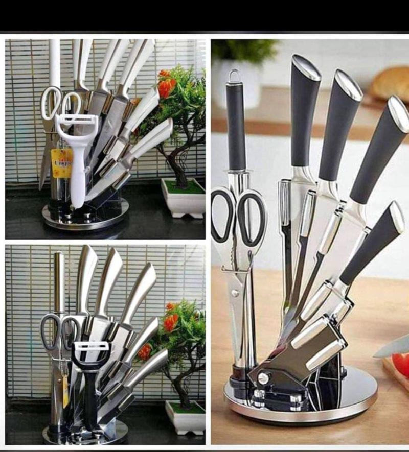 19pcs Kitchen Utensils And Knife Set With Block, Including 9pcs