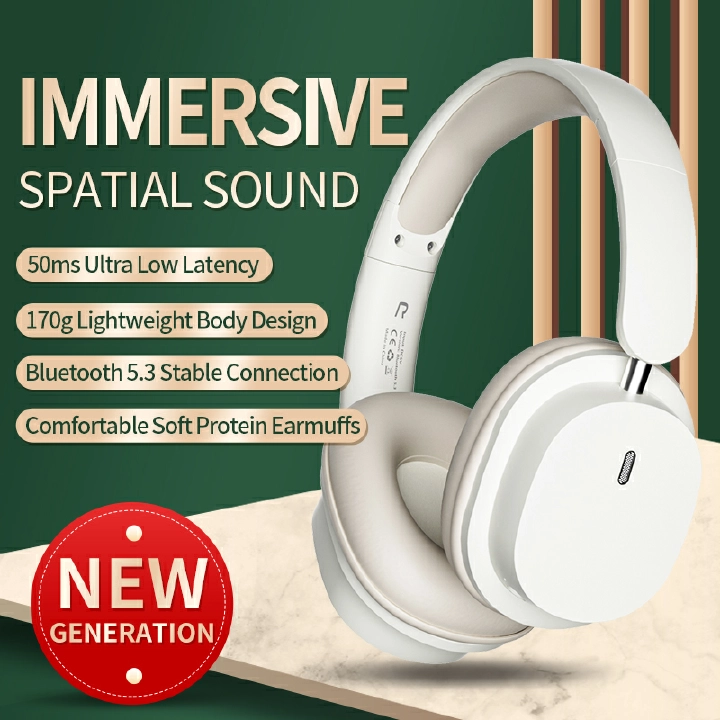 Soyto New Launch SY-T2 Headphone Wireless Bluetooth Headphone Dual-Mic Noise-Reduction Headsets Immersive Spatial Sound Earphones Dual-Connection TF card Supported for Phones and PC