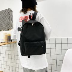 Solid color women's backpack, simple backpack, foreign trade trendy bag Black