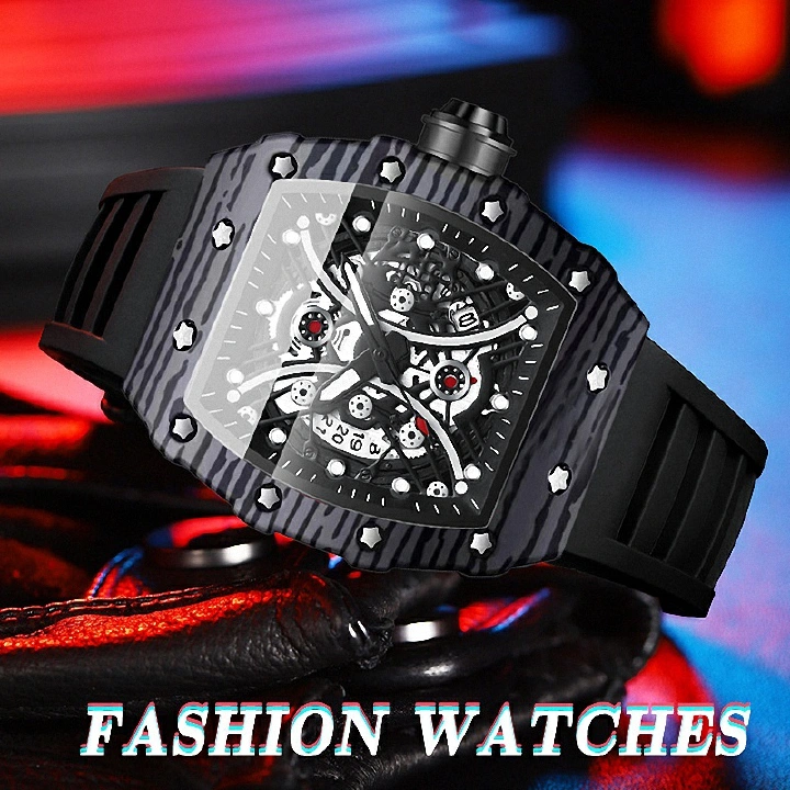 Richard fashion business luminous silicon rubber watch student watch tonneau-shaped universal personality quartz watch men's high-grade non-mechanical