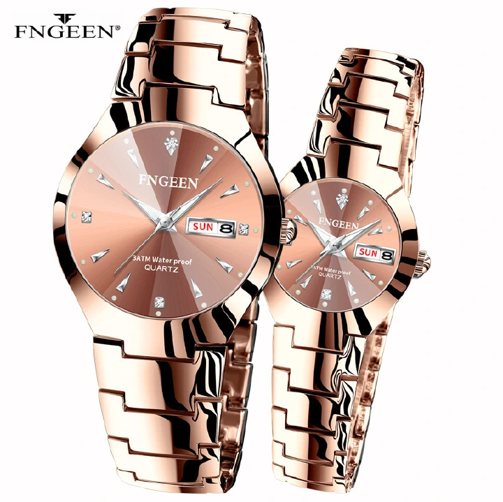 Simple fashion tungsten steel color ladies student watches men's women's watches couple waterproof ultra-thin quartz men's watches