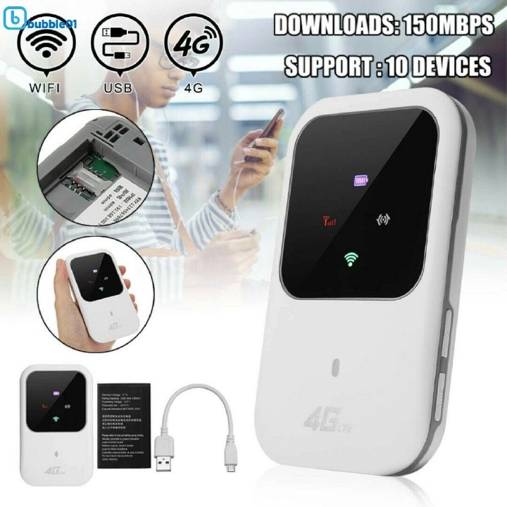 Unlock 4G LTE Portable Broadband Wireless Router Wi-Fi Hotspot LTE WiFi Box Portable WiFi USB Charging Router for Mobile/Tablet/PC