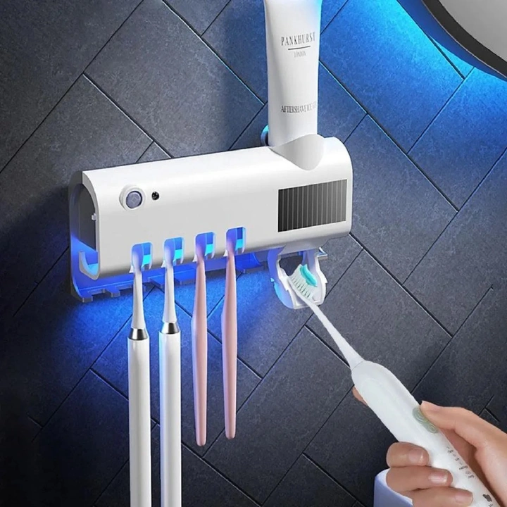 【LANGTOU】Smart toothbrush sterilizer UV free punching wall mounted toothbrush holder automatic toothpaste squeezer