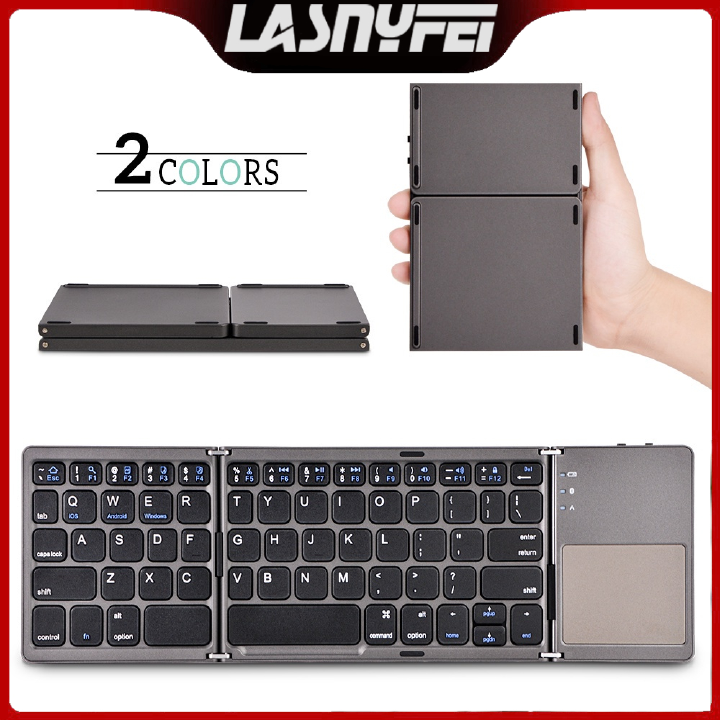 【LANGTOU】New portable keyboard mini tri-fold Bluetooth touchpad can be folded for iPad iOS Android Windows Tablet