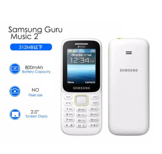 New Samsung Guru Music 2 SM-B310E FM Radio,Battery capacity 800mAh,Unlock Dual Sim GSM Phone 3.5 mm jack Feature Phone