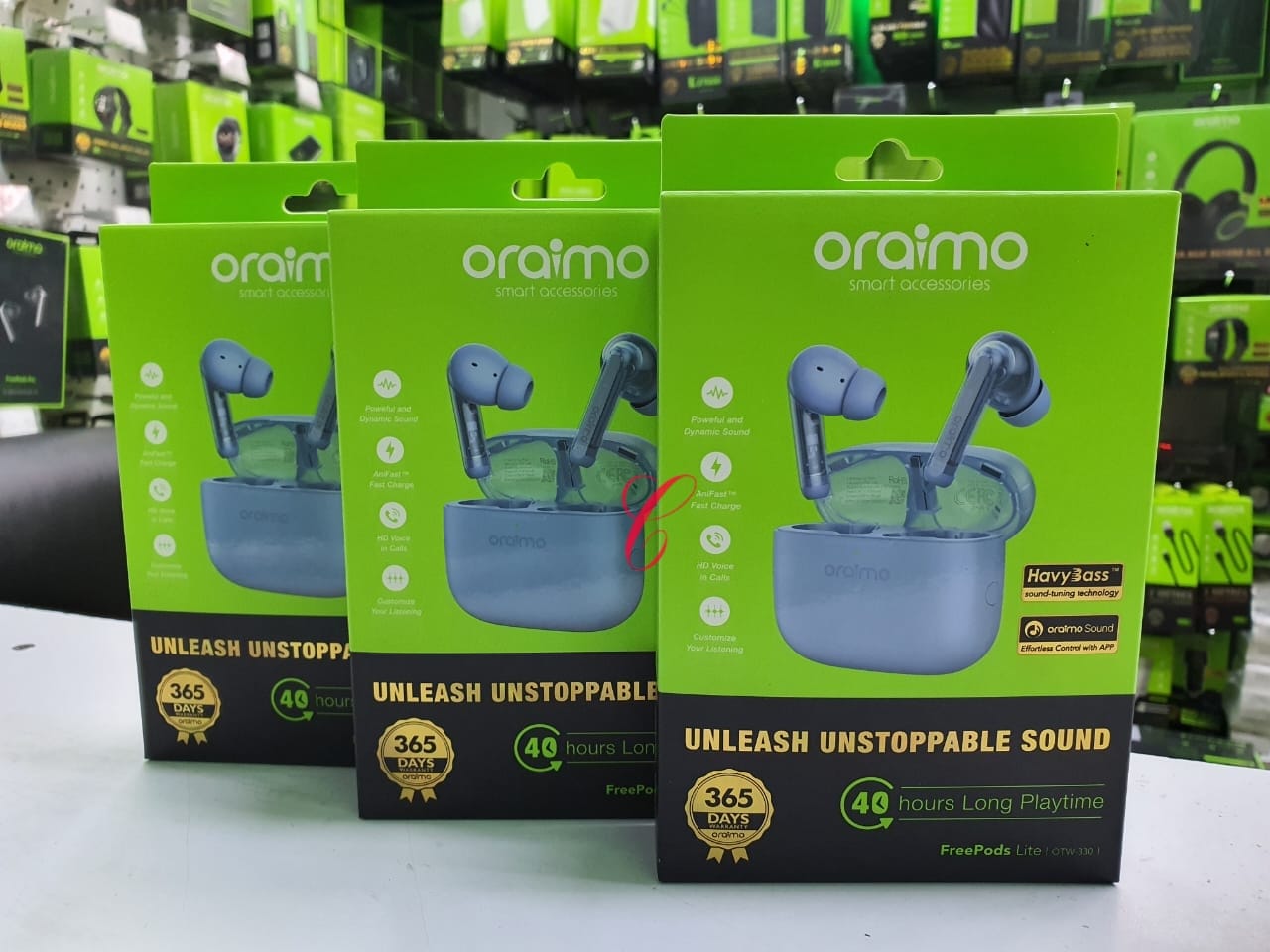 {NEW YEAR SALE} Oraimo FreePods Lite MODEL OTW-330  ENC 40-hour Playtime Havybass True Wireless Earbuds With APP control  Bluetooth earphone