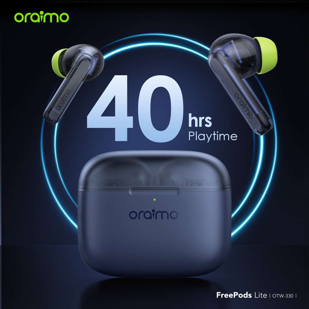 {NEW YEAR SALE} Oraimo FreePods Lite MODEL OTW-330  ENC 40-hour Playtime Havybass True Wireless Earbuds With APP control  Bluetooth earphone